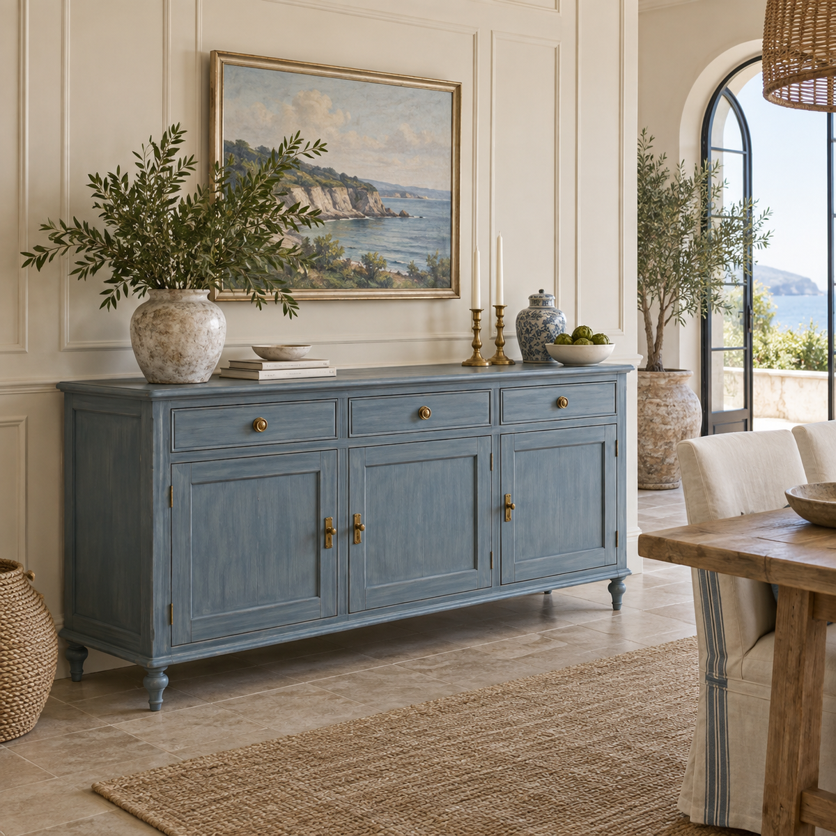 sideboards buffets in an elegant coastal home