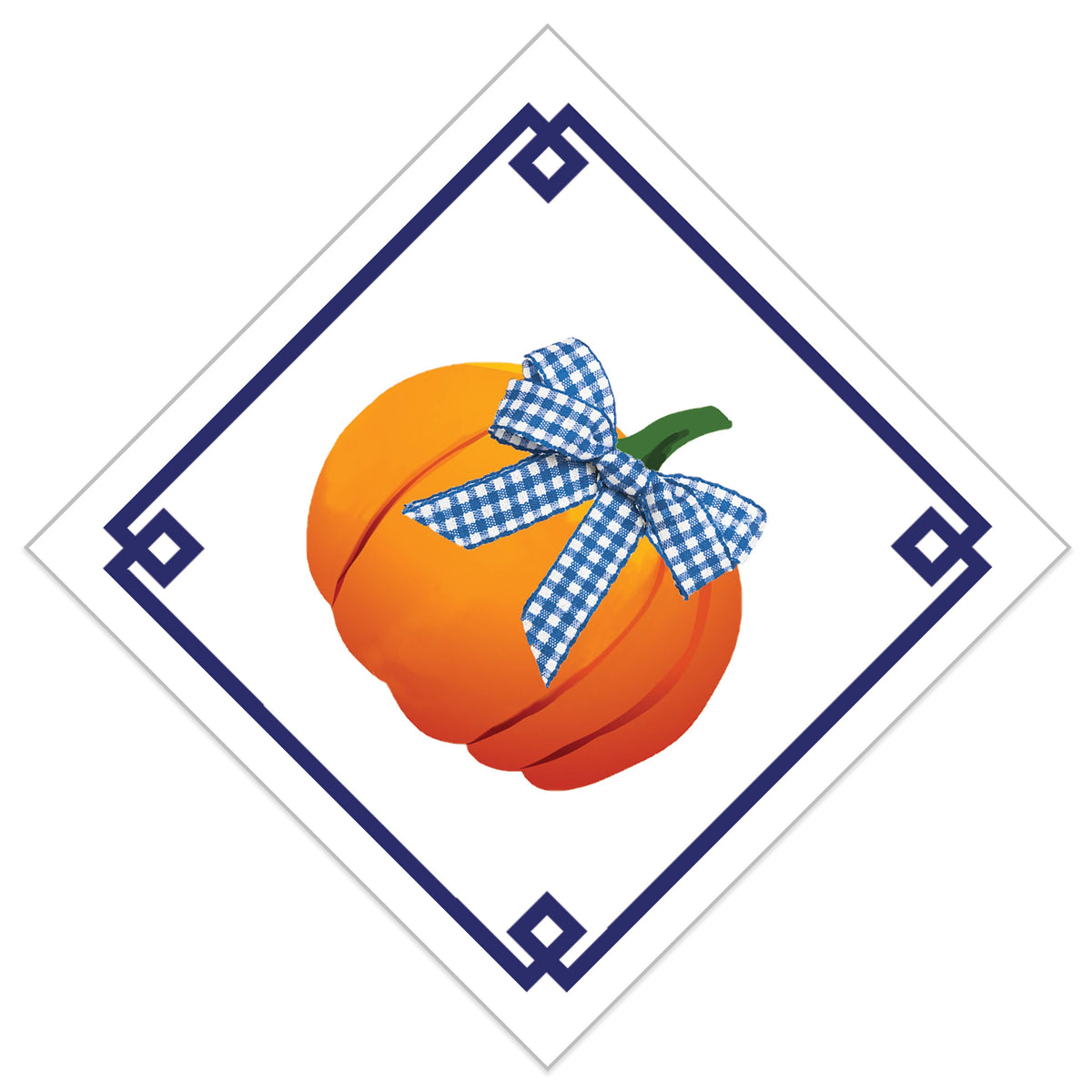 In Stock WH Paper Cocktail Napkin | Pumpkin with Gingham Bow