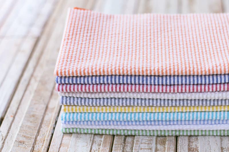 Seersucker Cloth Napkins - Vibrant, Easy-Care - set of eight