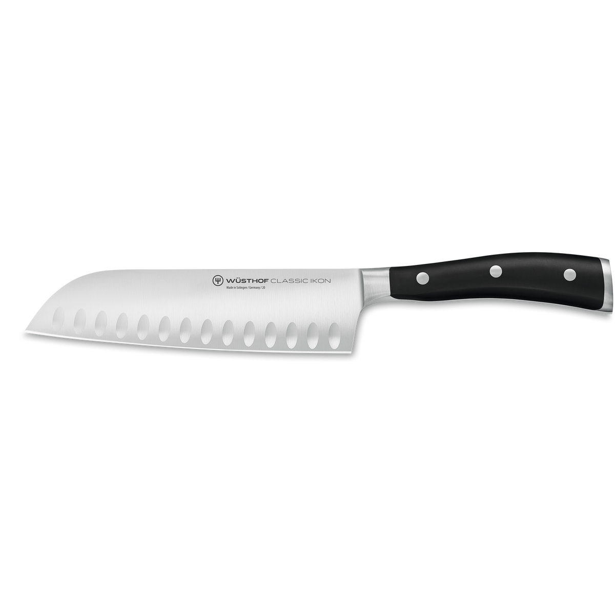 Wusthof Classic Ikon 7" Hollow Edge Santoku — Black