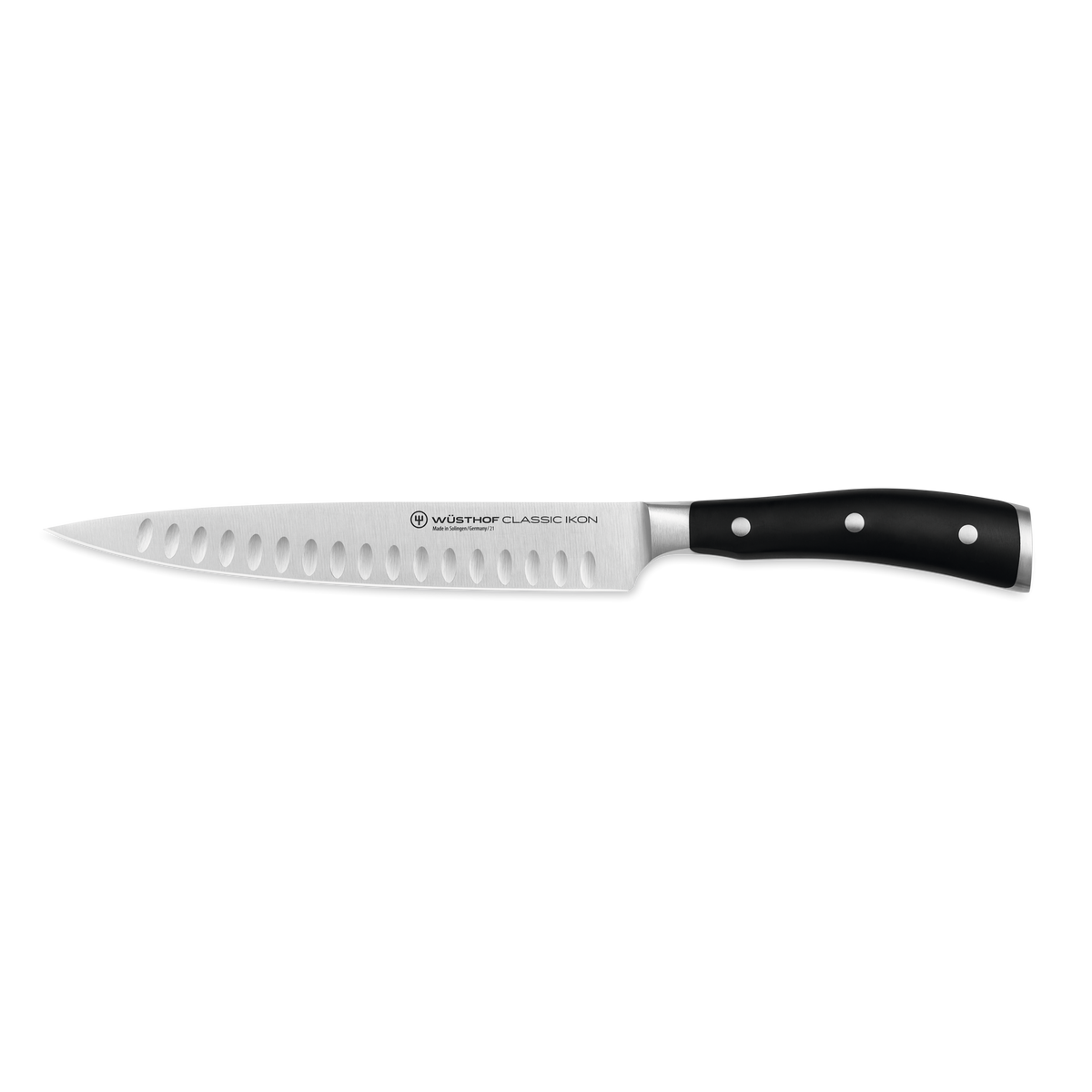 Wusthof Classic Ikon 8" Hollow Edge Carving Knife — Black