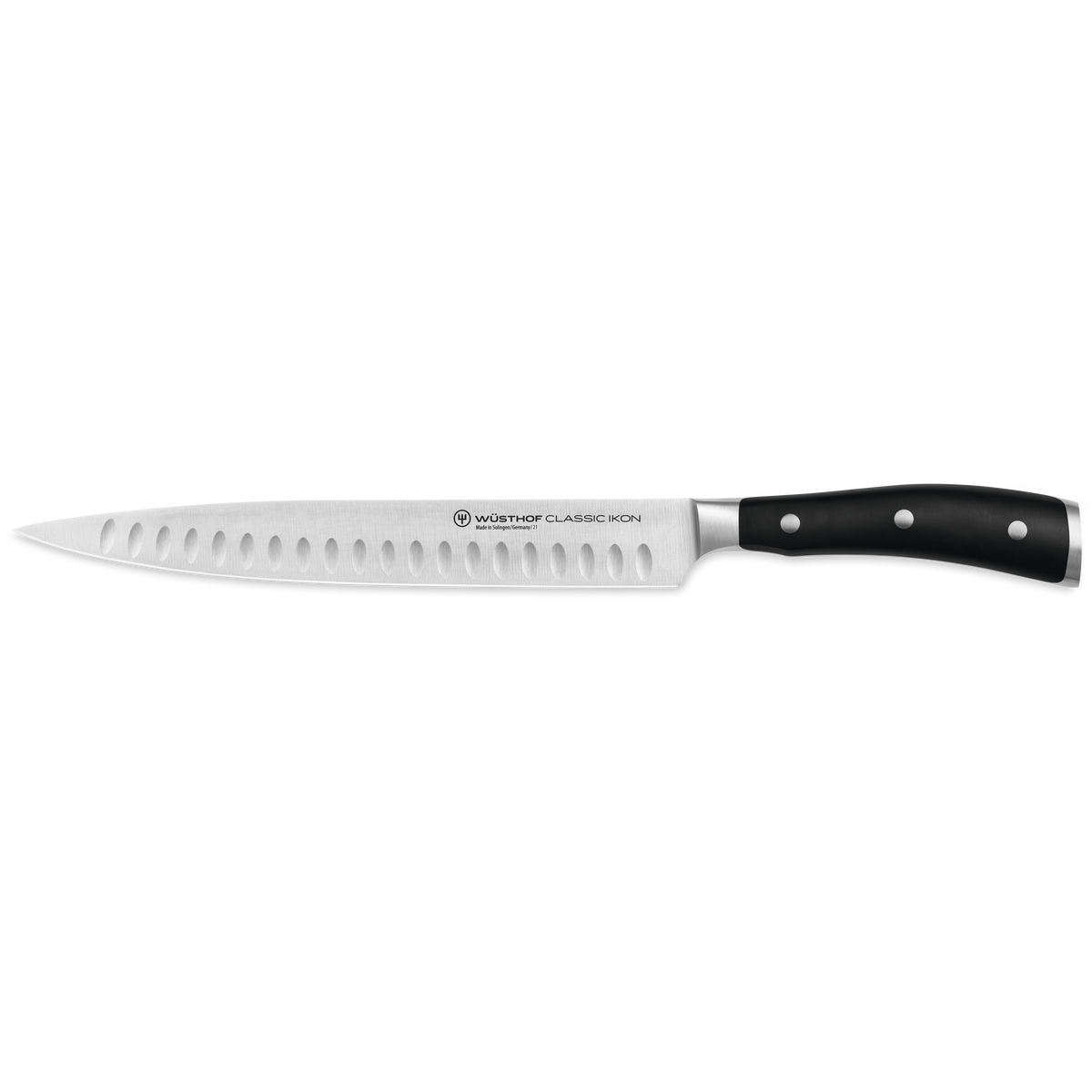 Wusthof Classic Ikon 9" Hollow Edge Carving Knife — Black