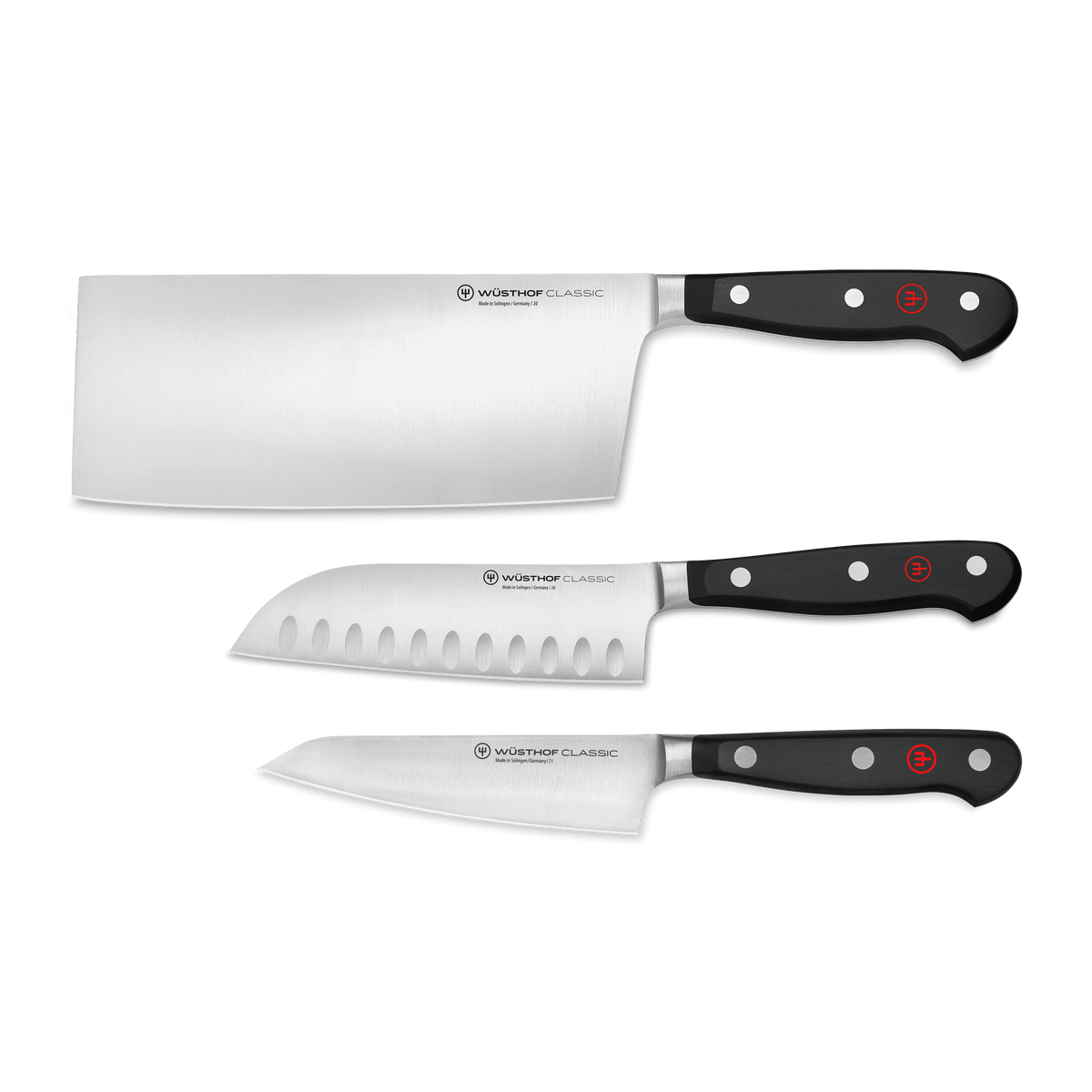 Wusthof Classic 3-Piece Asian Knife Set — Black