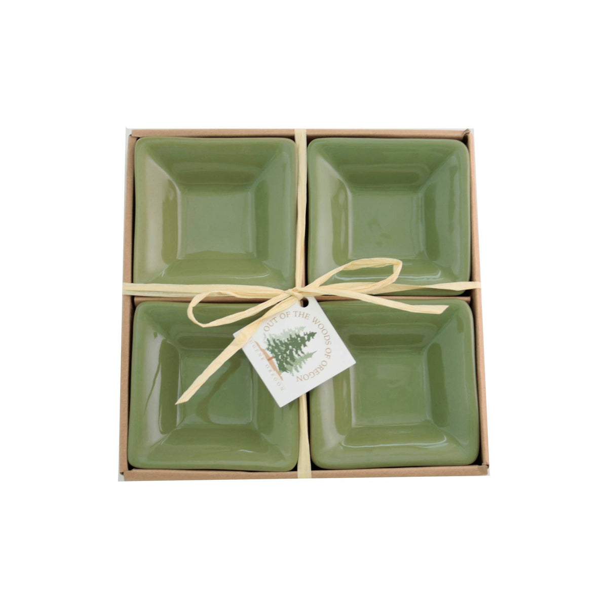 Set of 4 Small Square Bowls - Burgundy (3.75")