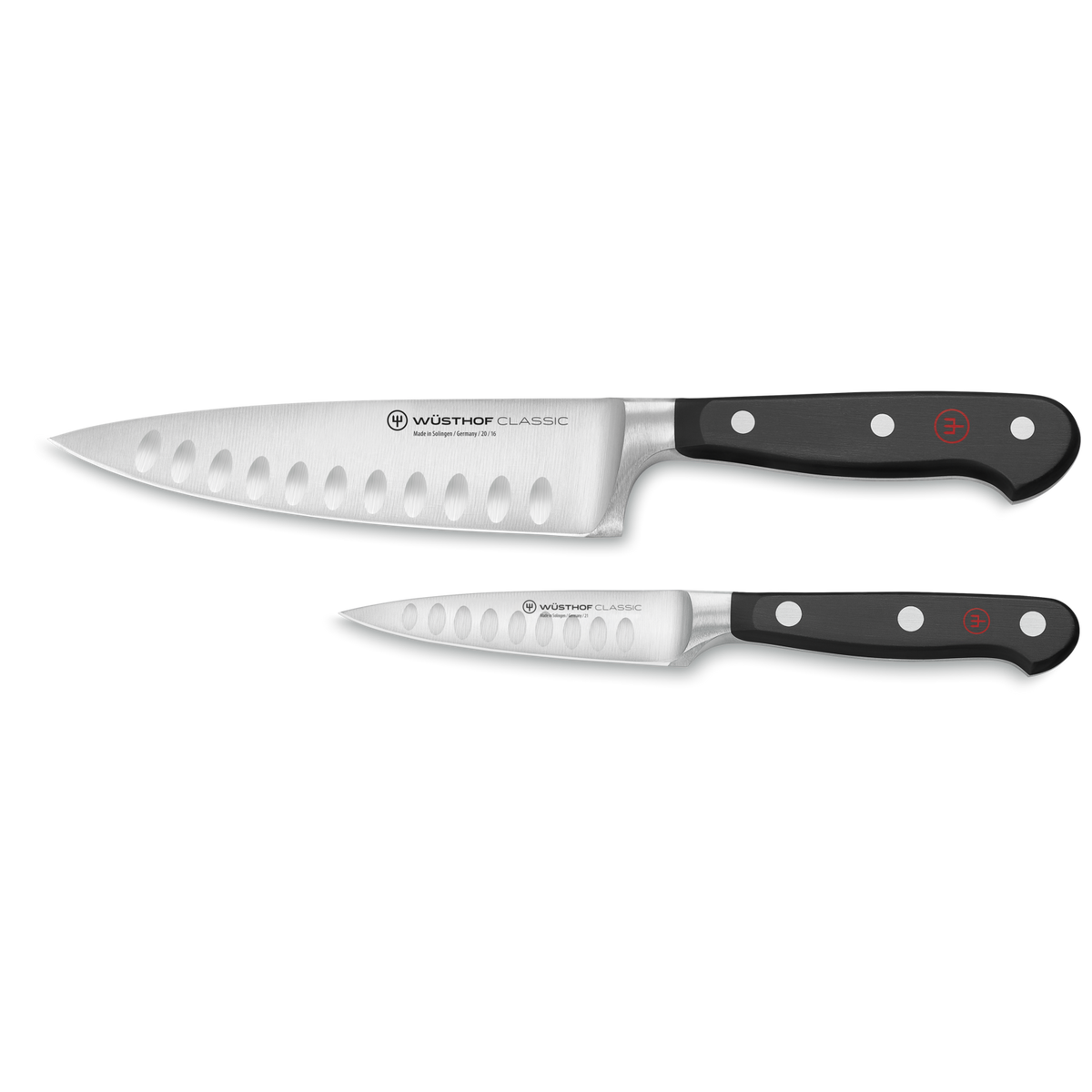 Wusthof Classic 2-Piece Hollow Edge Chef's Knife Set — Black