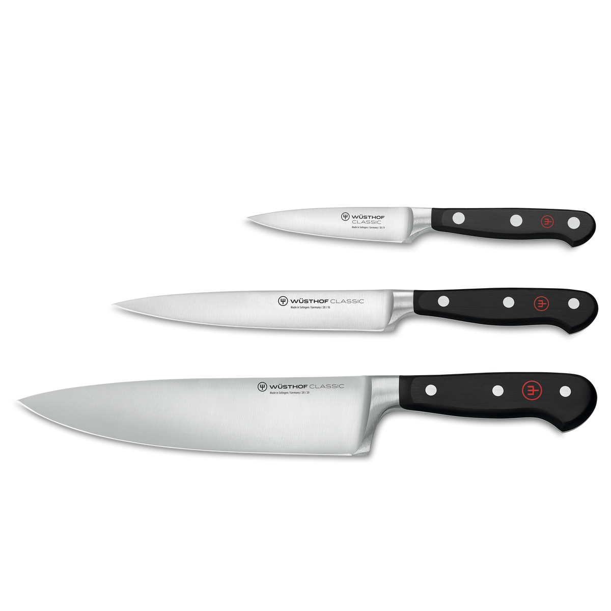 Wusthof Classic 3-Piece Chef's Knife Set — Black
