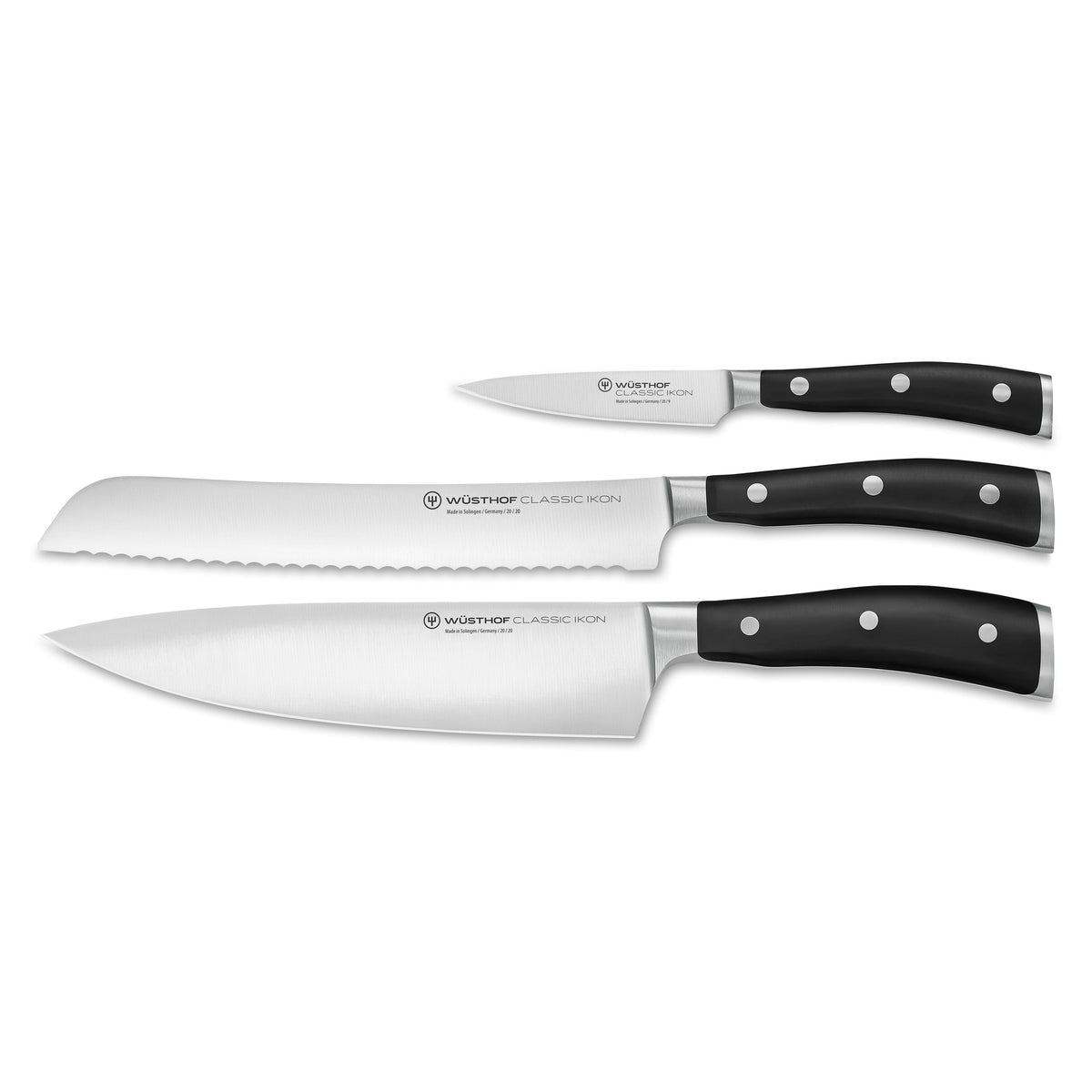 Wusthof Classic Ikon 3-Piece Knife Set — Black
