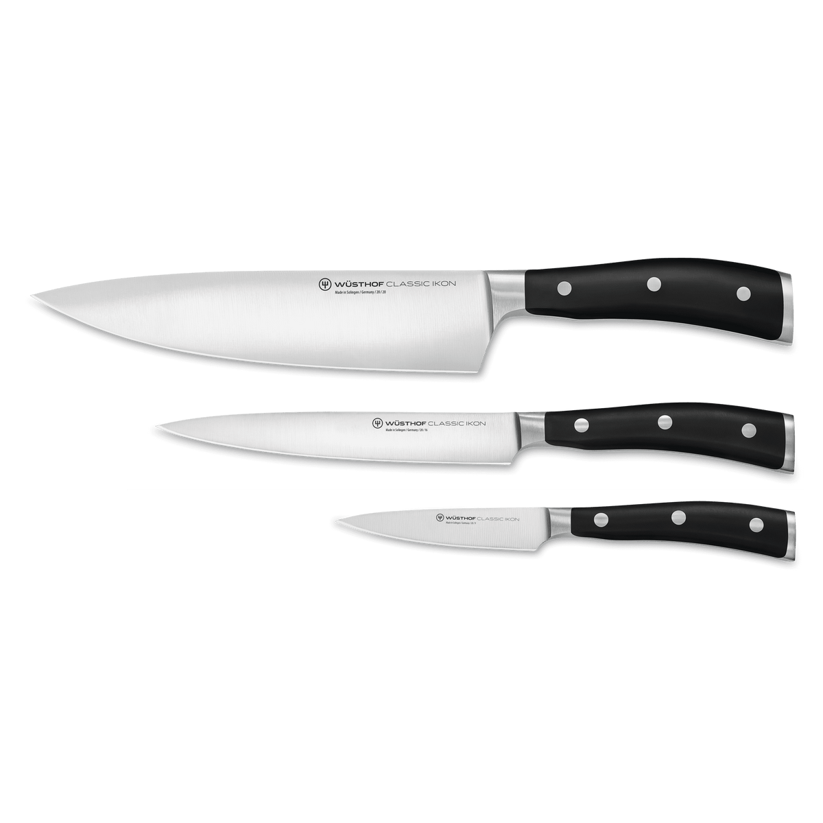 Wusthof Classic Ikon 3-Piece Chef's Set — Black