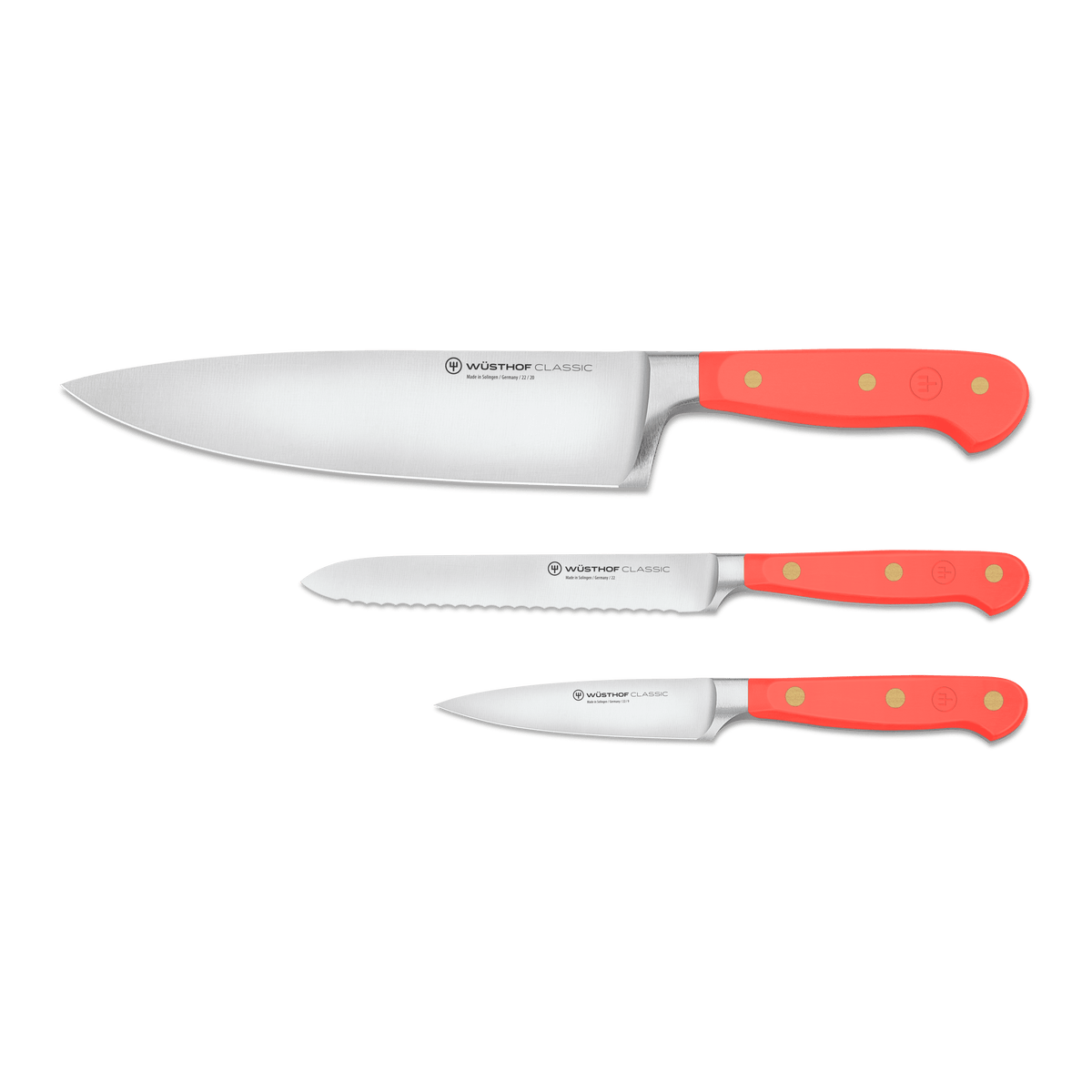 Wusthof Classic 3-Piece Utility Knife Set — Coral Peach