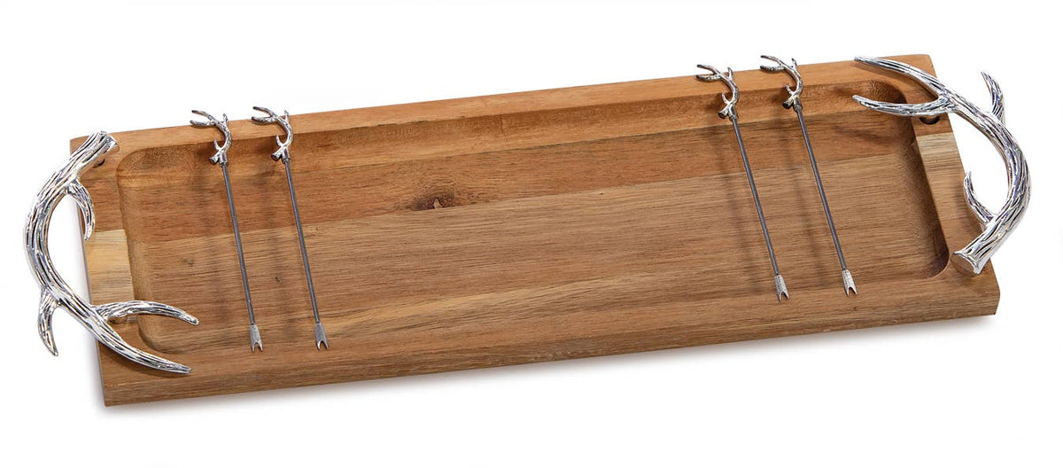Foodie Bites Acacia Wood Serving Tray & matching food picks