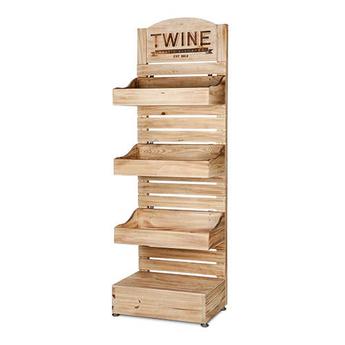 Pine Wood Merchandise Display Rack with Reversable Nameplate