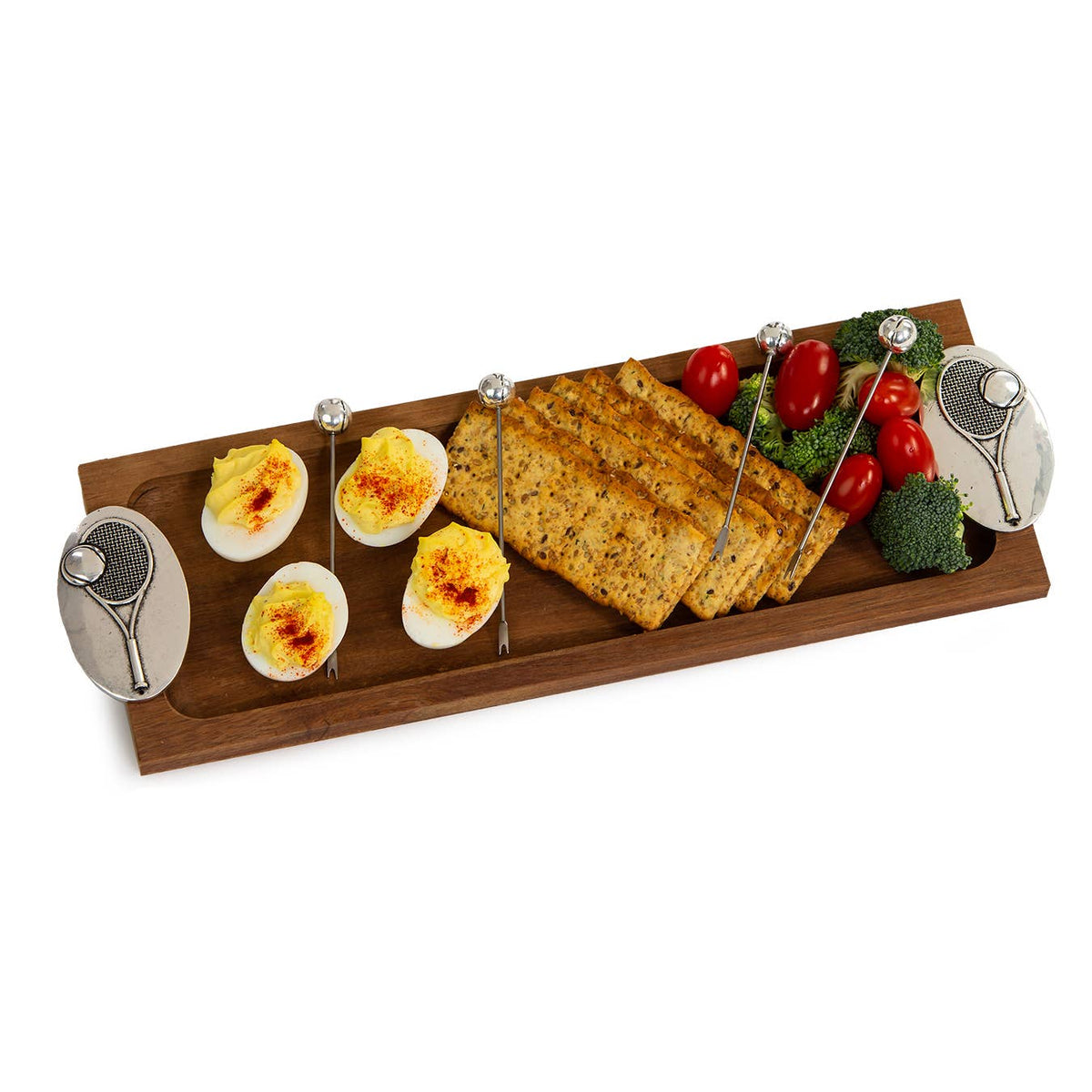 Foodie Bites Acacia Wood Serving Tray & matching food picks