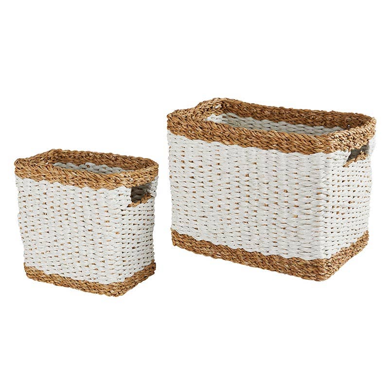 Rectangle White Basket - Set of 2