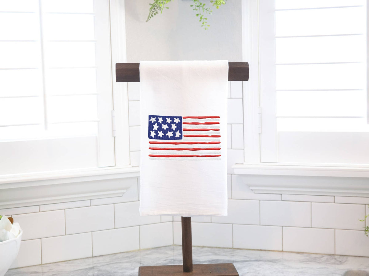 Embroidered Tea Towel Abstract American Flag
