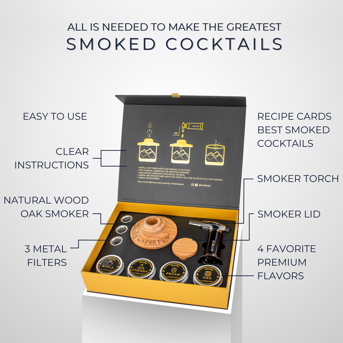 Cocktail Smoker Kit, Premium Home Bar Gift Set, Whiskey Men
