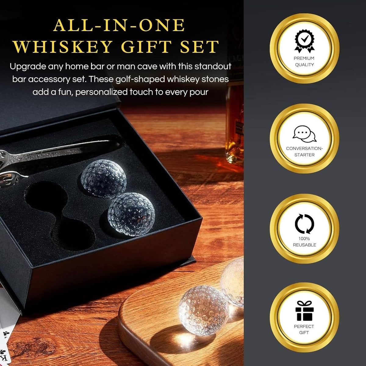 Golf Ball Whiskey Coolers - Pack of 5 Gift Set