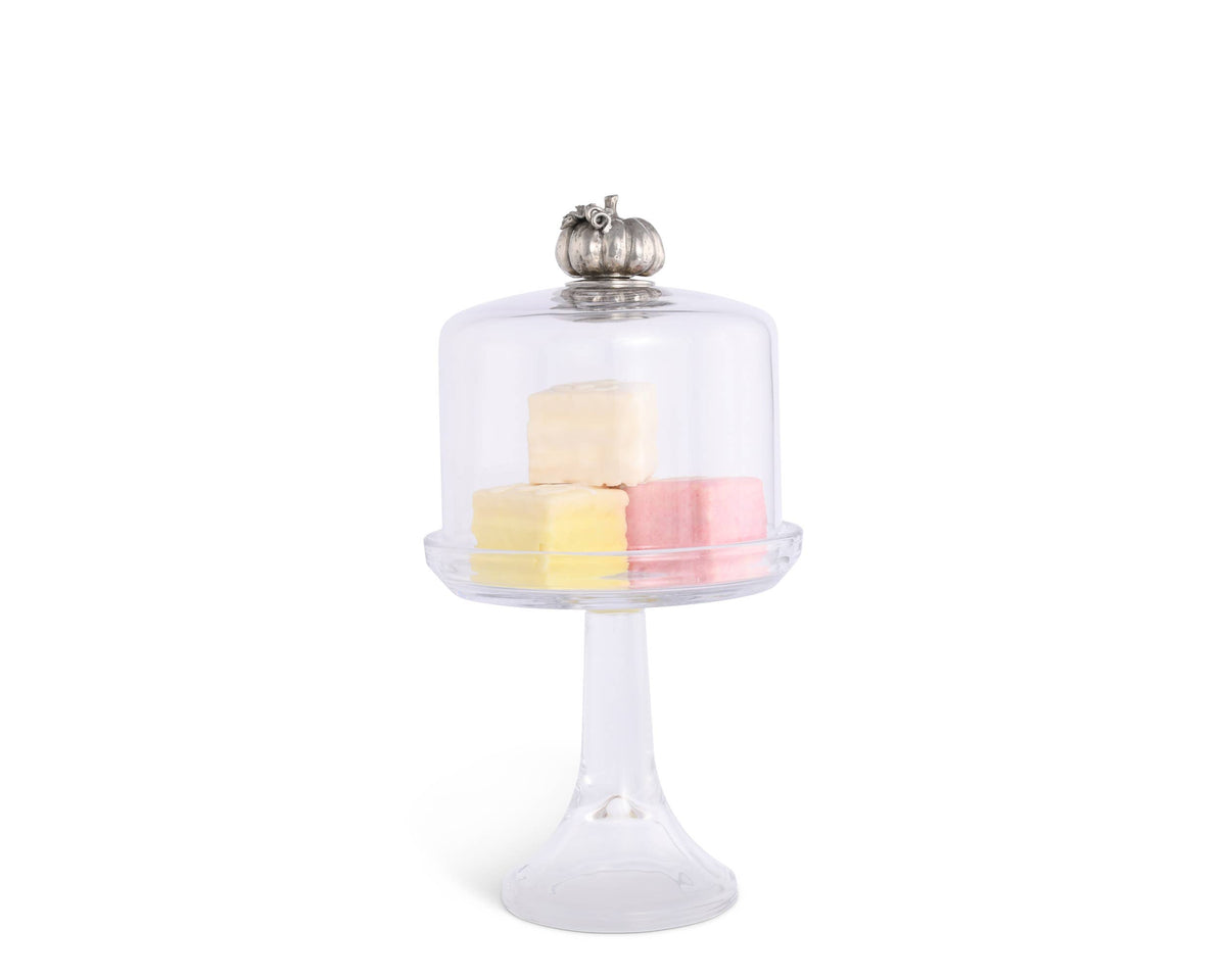 Pumpkin Knob Glass Covered Cake / Dessert Stand