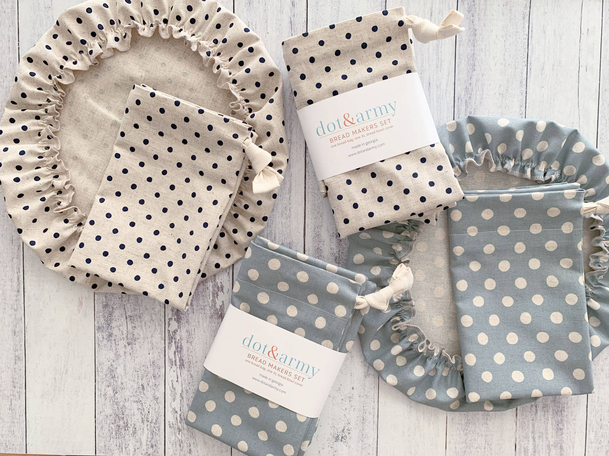 Bread Makers Set in Dots- bread bag and bowl cover