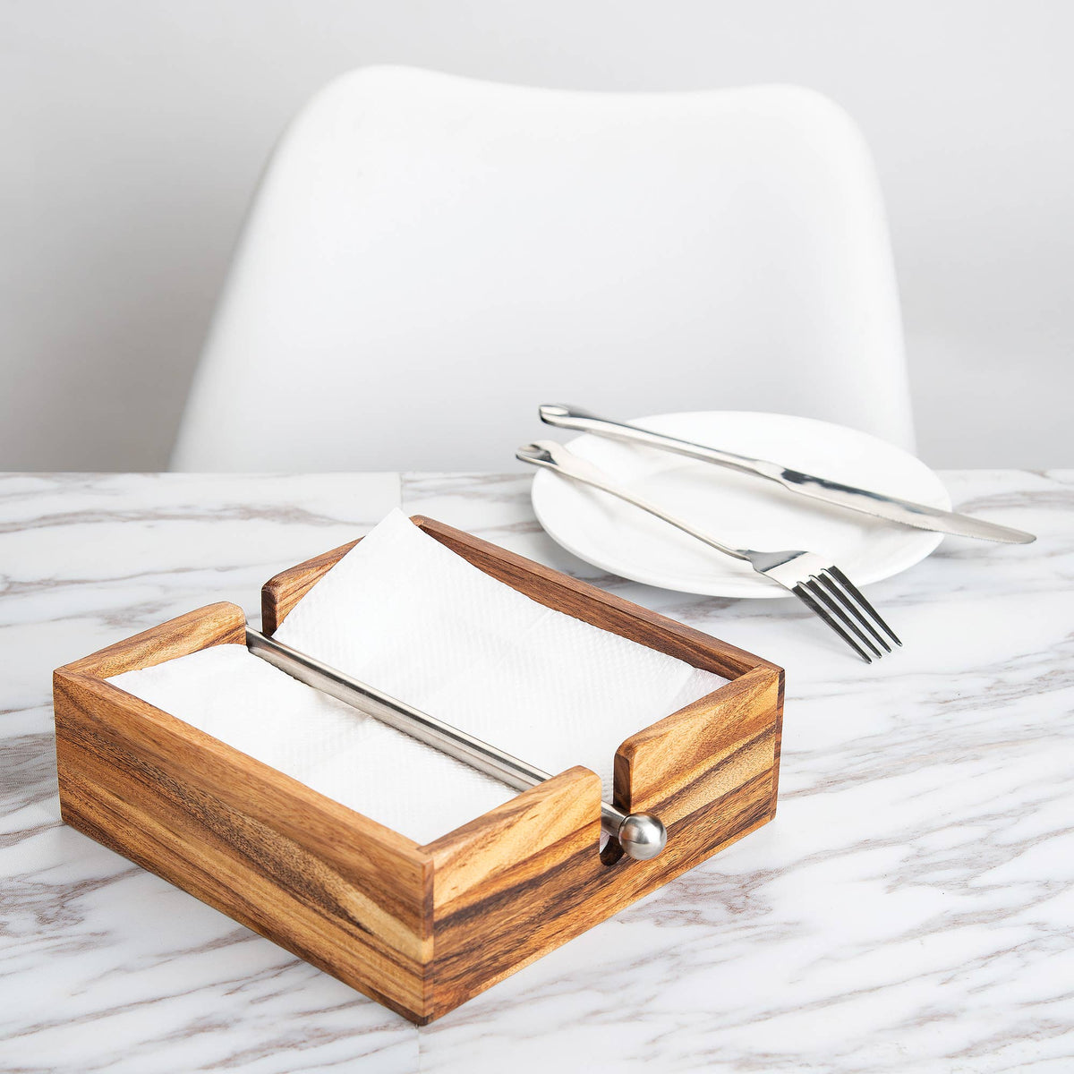 Ironwood Gourmet Napkin Holder, Acacia Wood, 7" x 7"