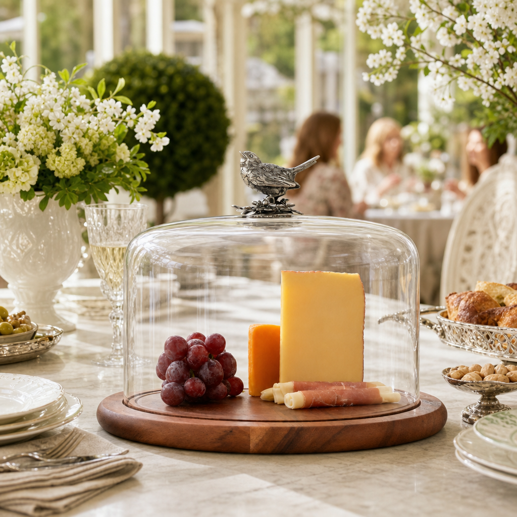 Song Bird Glass Covered Cheese Wood Board