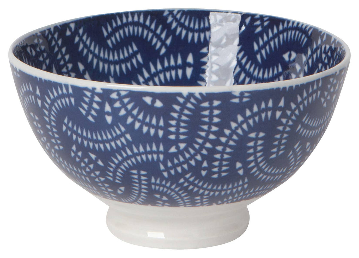 Indigo Geo Stamped Bowl 4 inch