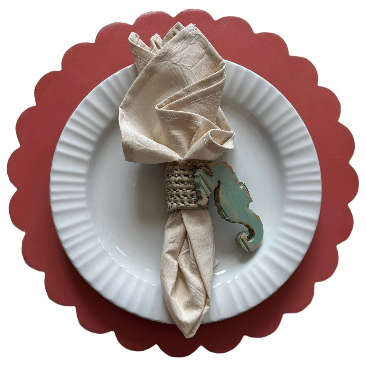 Everyday Scalloped Placemats, Wooden, Set of 4