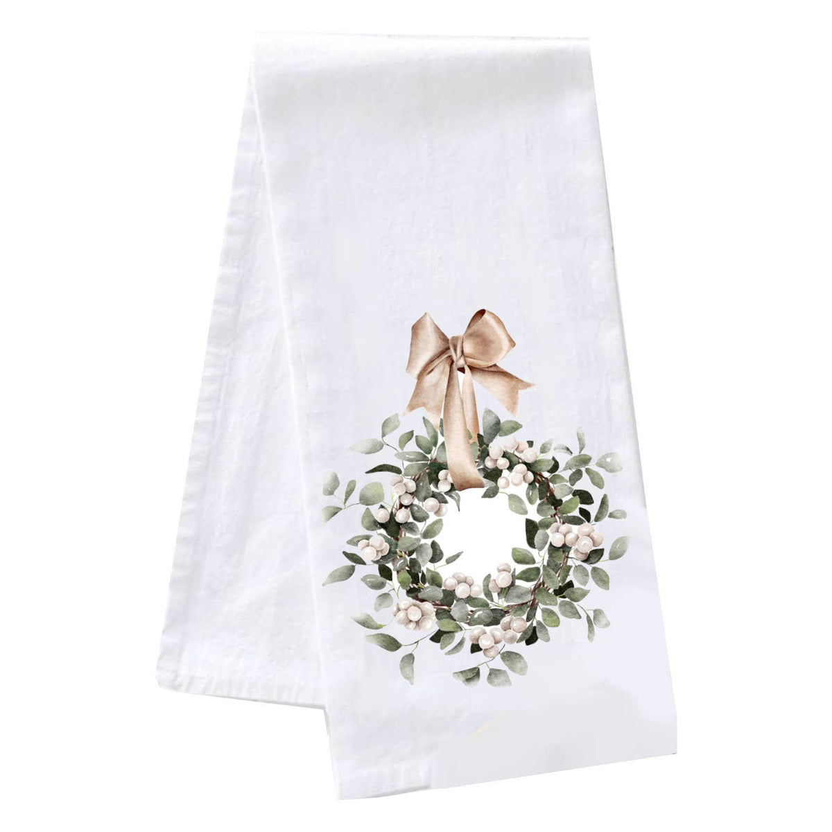 Tea Towel - Neutral Christmas Wreath