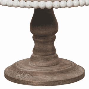 Wood 8" Brown Serving Stand with Beaded Accent