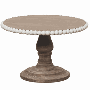 Wood 8" Brown Serving Stand with Beaded Accent