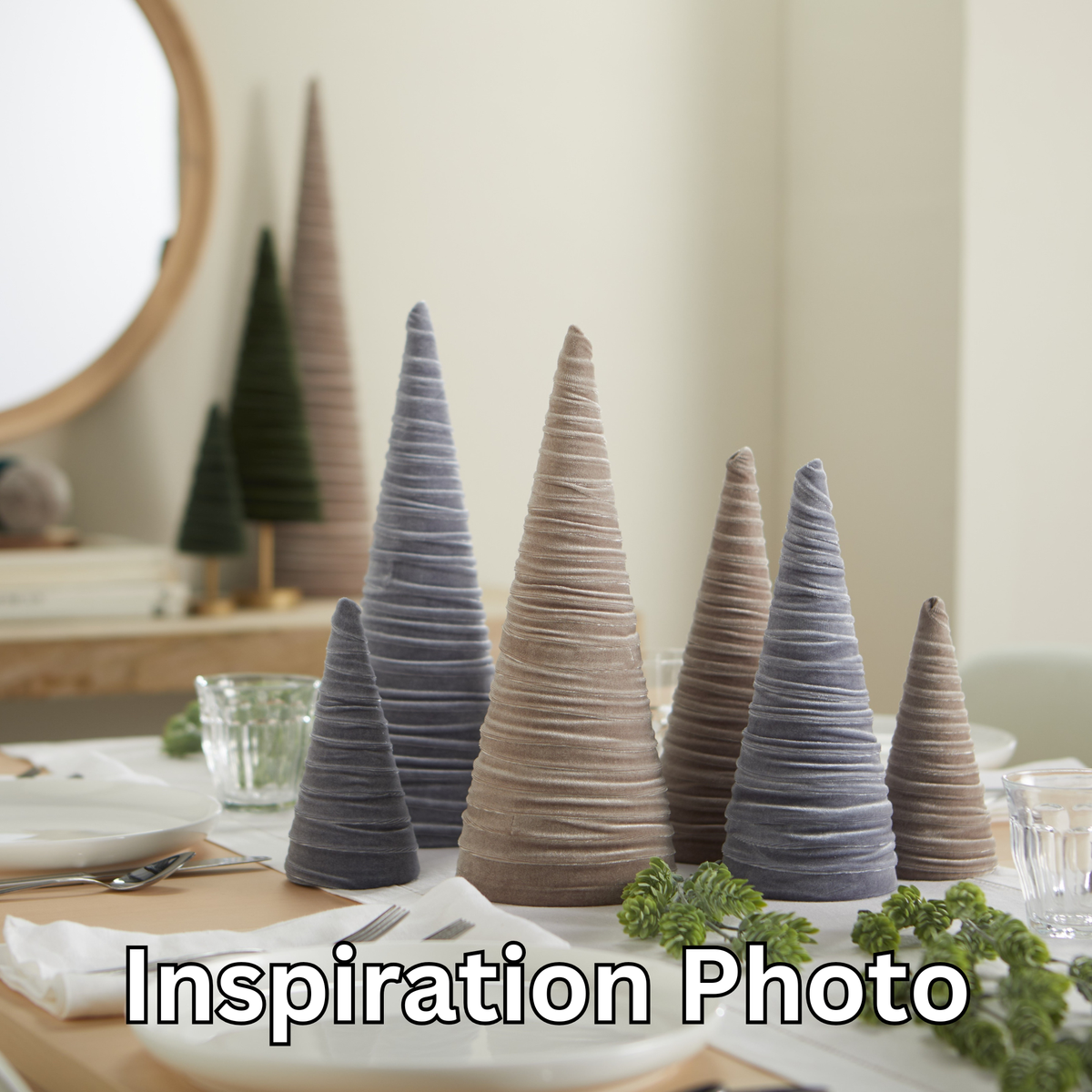 Tree Velvet 10" tall Medium, Spring Accent Tablescape