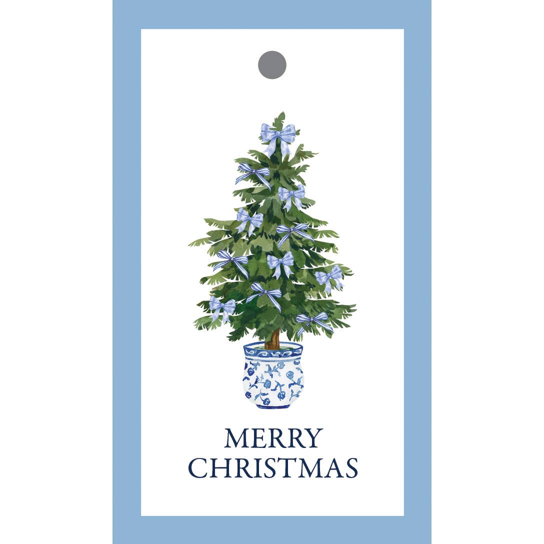 Full-Color Gift Tags | Blue Bows Christmas Tree