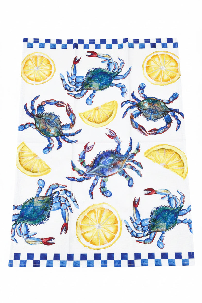 Blue Crab & Lemon Coastal Tea Towel — photo 5