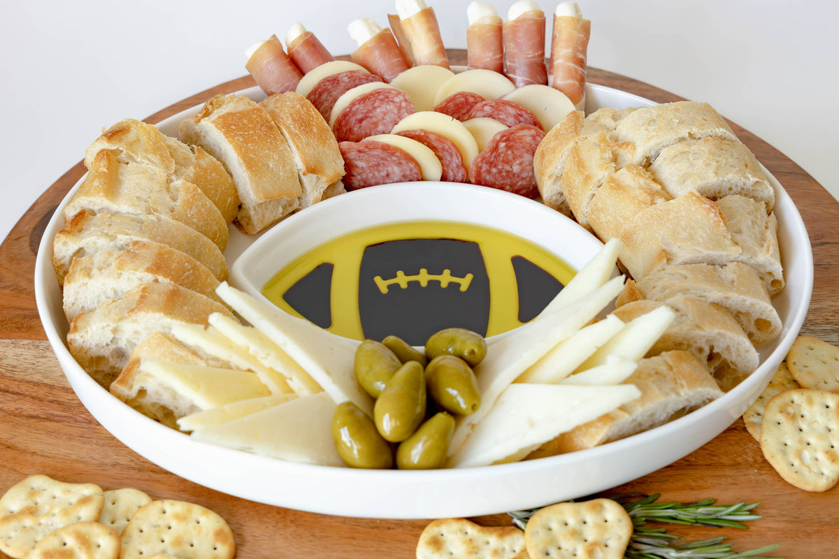 JF Olive Oil and Balsamic Vinegar Dipping Platter-Football