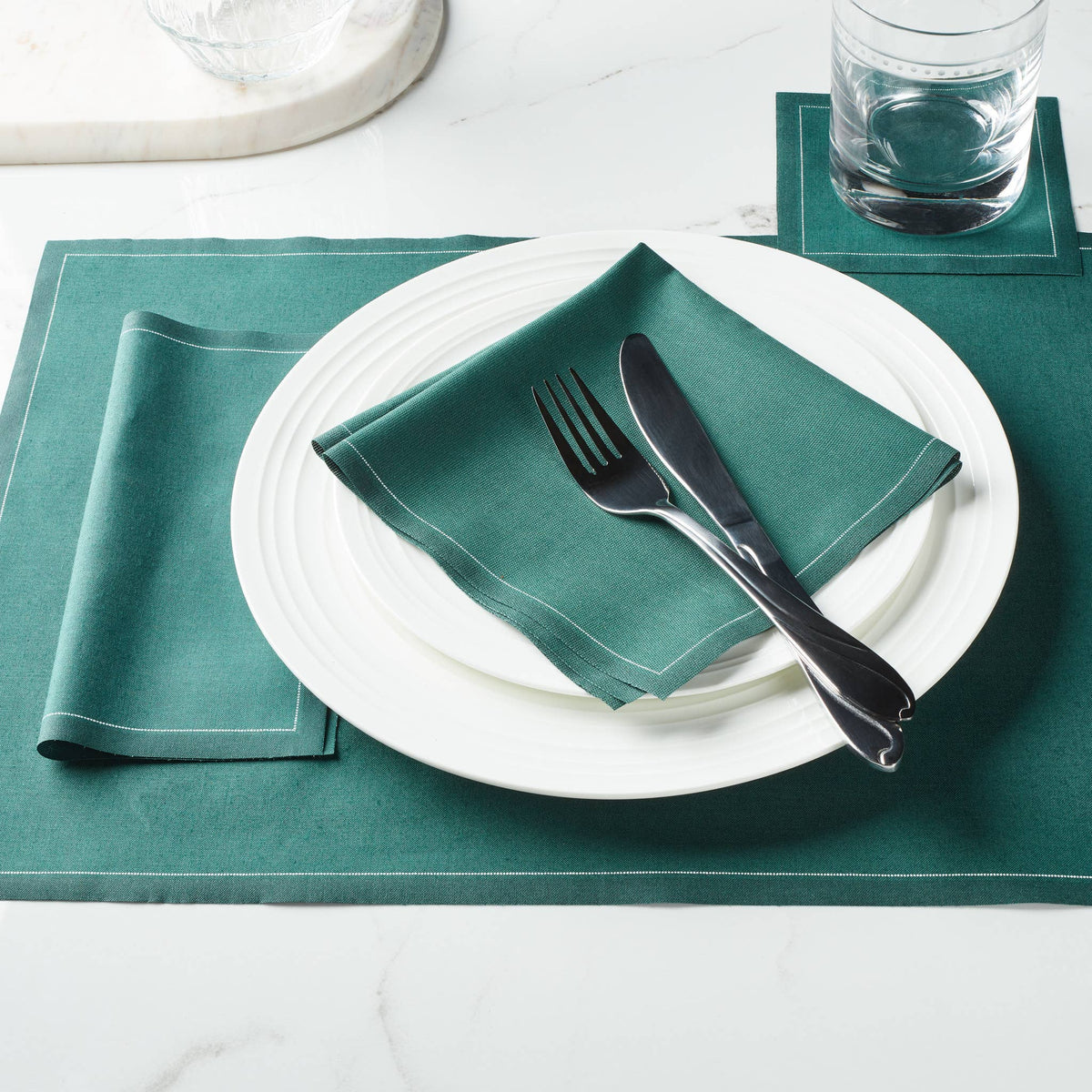 English Green Cotton Cocktail Napkins 50 Units