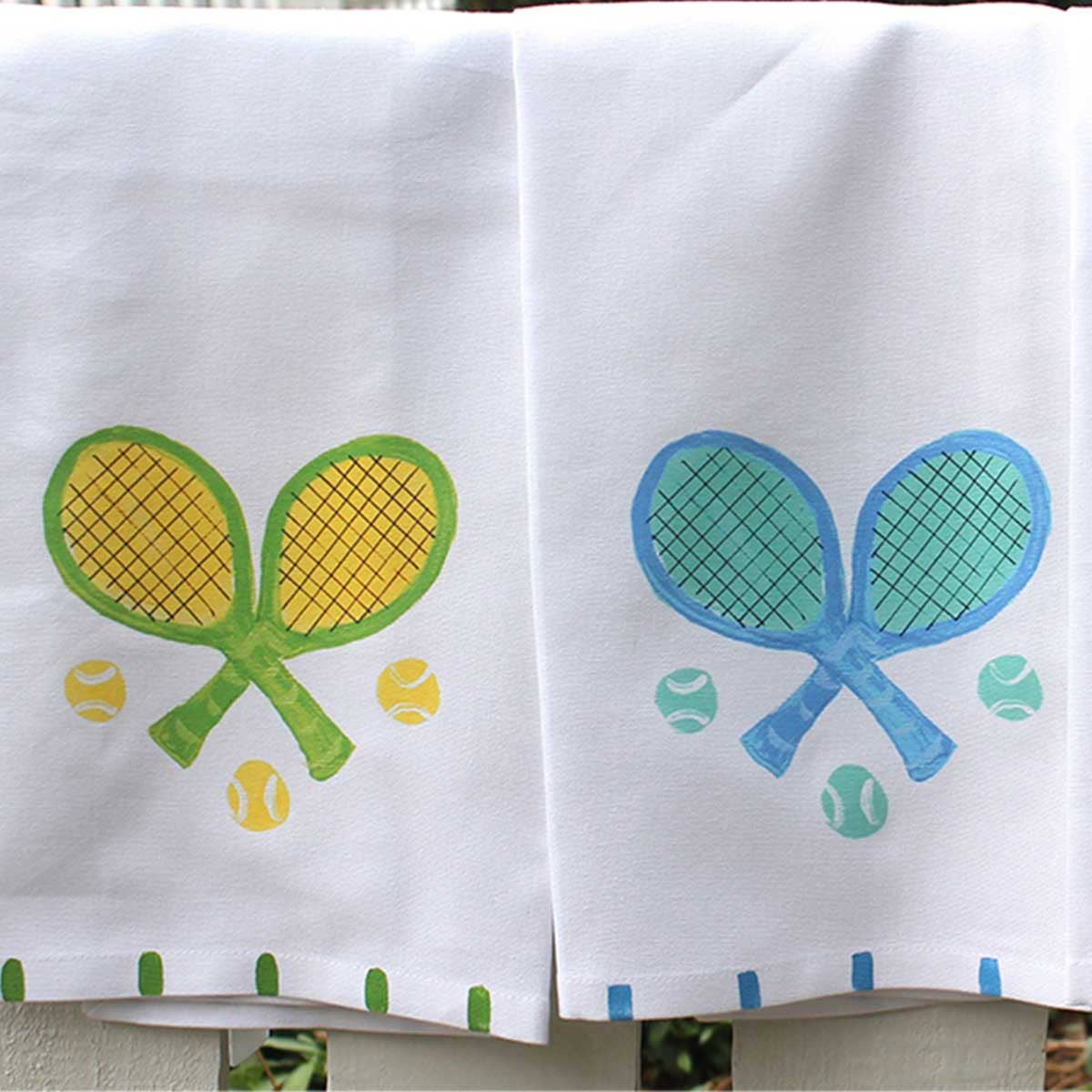 Colorful Tennis Racquet Kitchen Towel