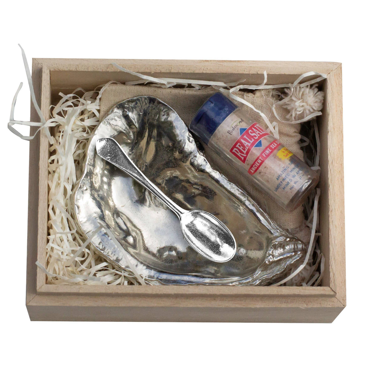 Oyster Shell Salt Cellar, Spoon, and Salt Set