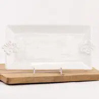 Lafleur Embossed Rectangle Platter White 12x6.5
