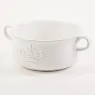 Crown Double Handle Bowl White 7x2.75x5.5