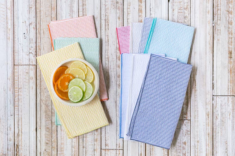 Seersucker Cloth Napkins - Vibrant, Easy-Care - set of eight