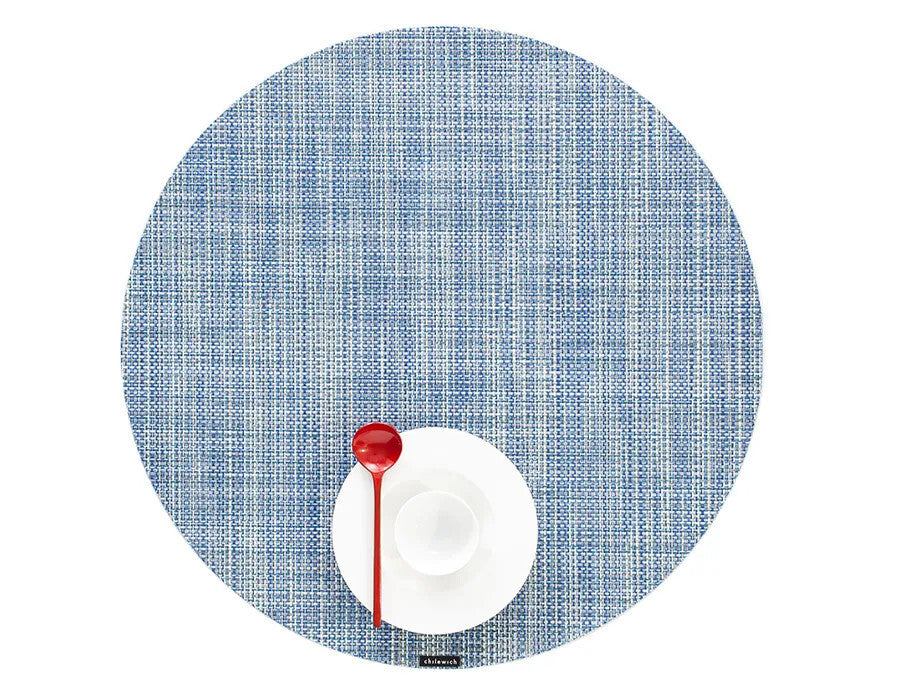 Mini Basketweave Round Tablemat 15" Chambray