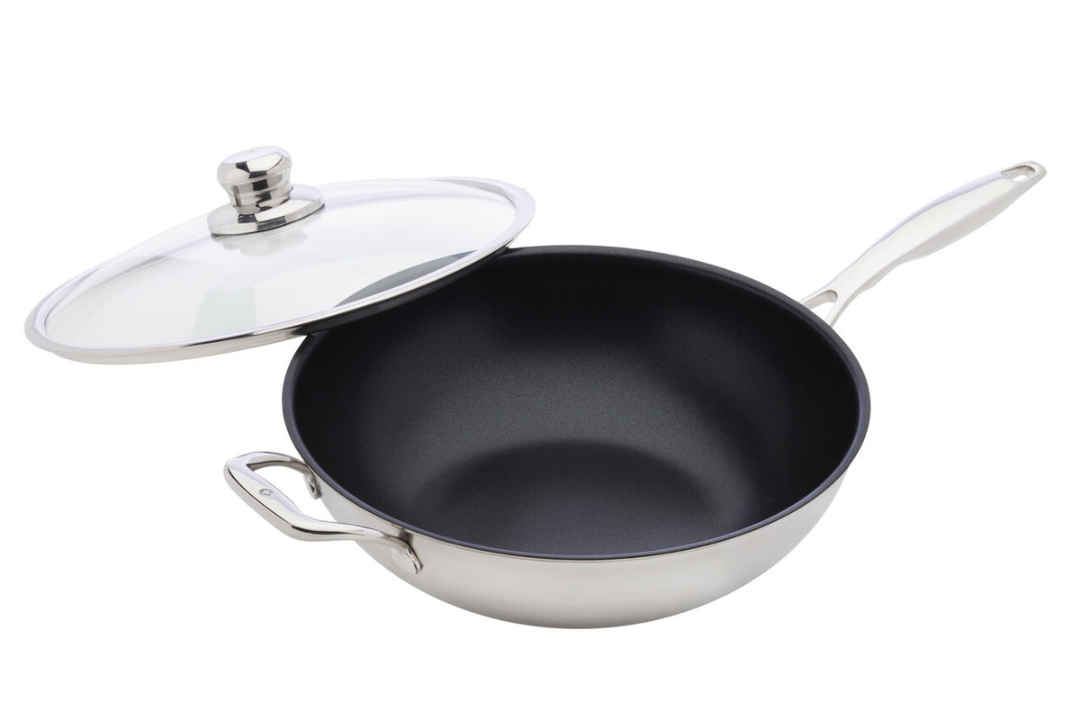 Nonstick Clad 12.5" Wok with Glass Lid