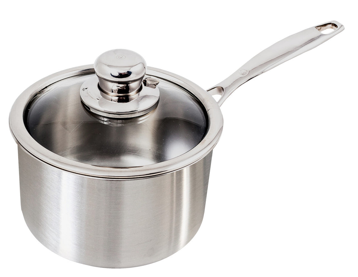 Nonstick Clad Saucepan with Glass Lid -  2.1 qt