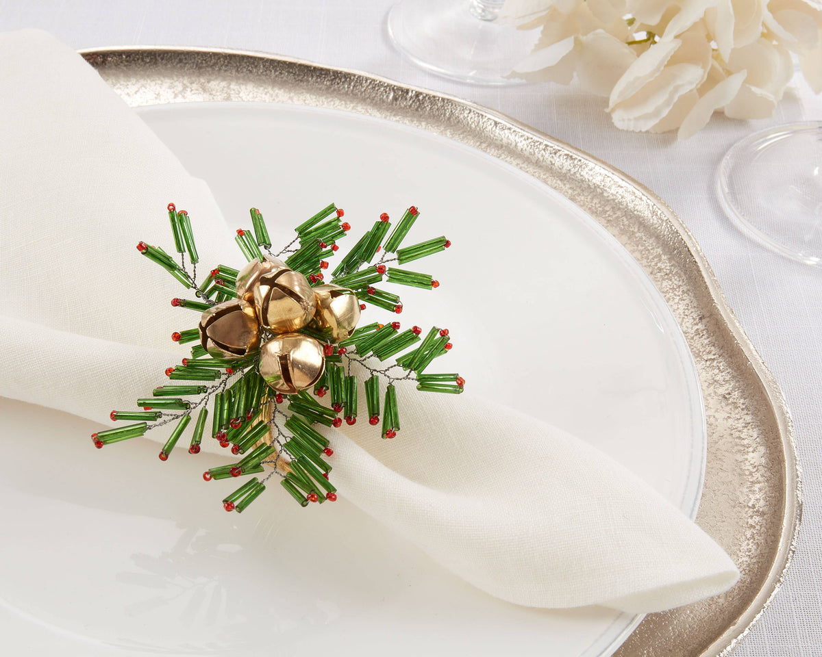 Beaded Snowflake and Bells Napkin Ring