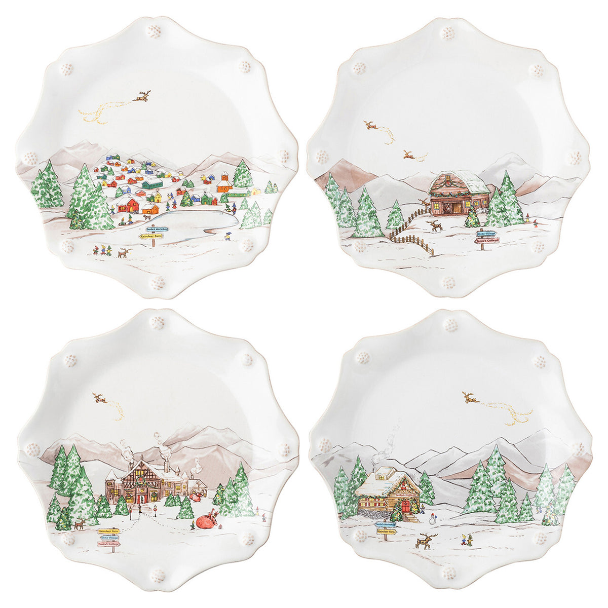 Berry & Thread North Pole Dessert/Salad Plate Assorted Set/4