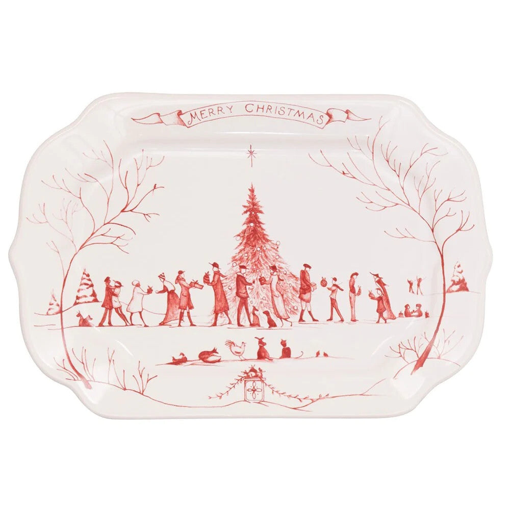 Country Estate Winter Frolic Ruby Merry Christmas Gift Tray