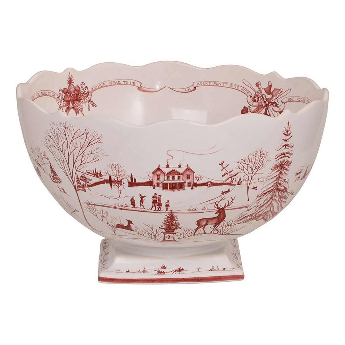 Country Estate Winter Frolic Ruby Centerpiece Bowl Christmas Celebration