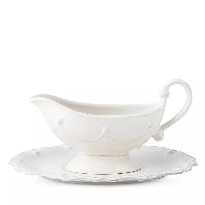 Berry & Thread Sauce Boat and Stand - Whitewash