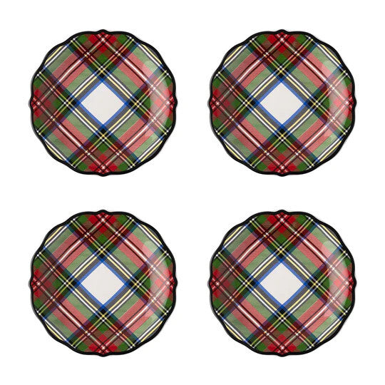 Stewart Tartan Cocktail Plates, Set/4