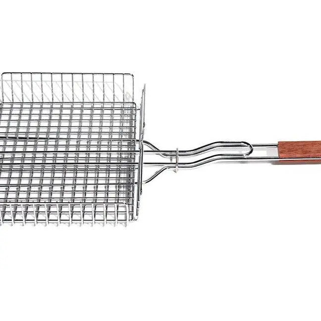 Chrome Grill Basket with Rosewood Handle
