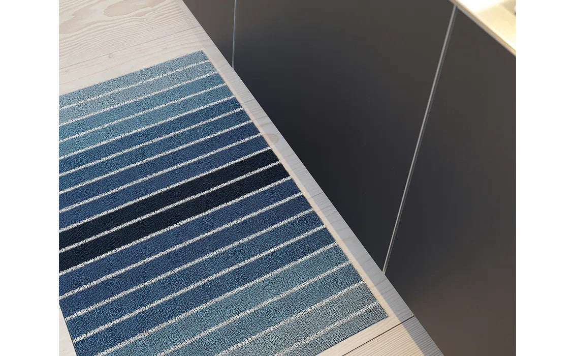 Block Stripe Shag Doormat18x28 - Denim